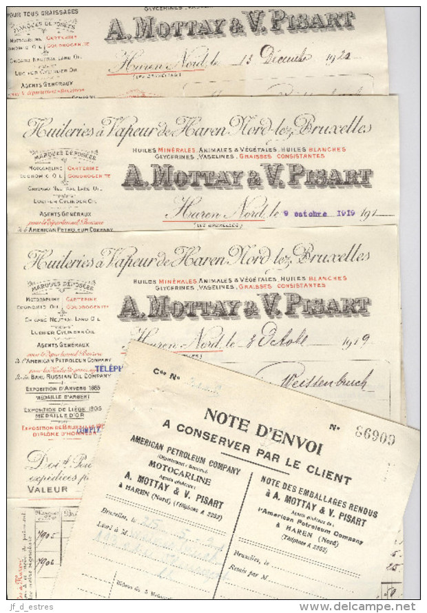 American Petroleum Company, Motocarline, Huileries à vapeur A. Mottay & V. Pisart,1919-1921 20 documents