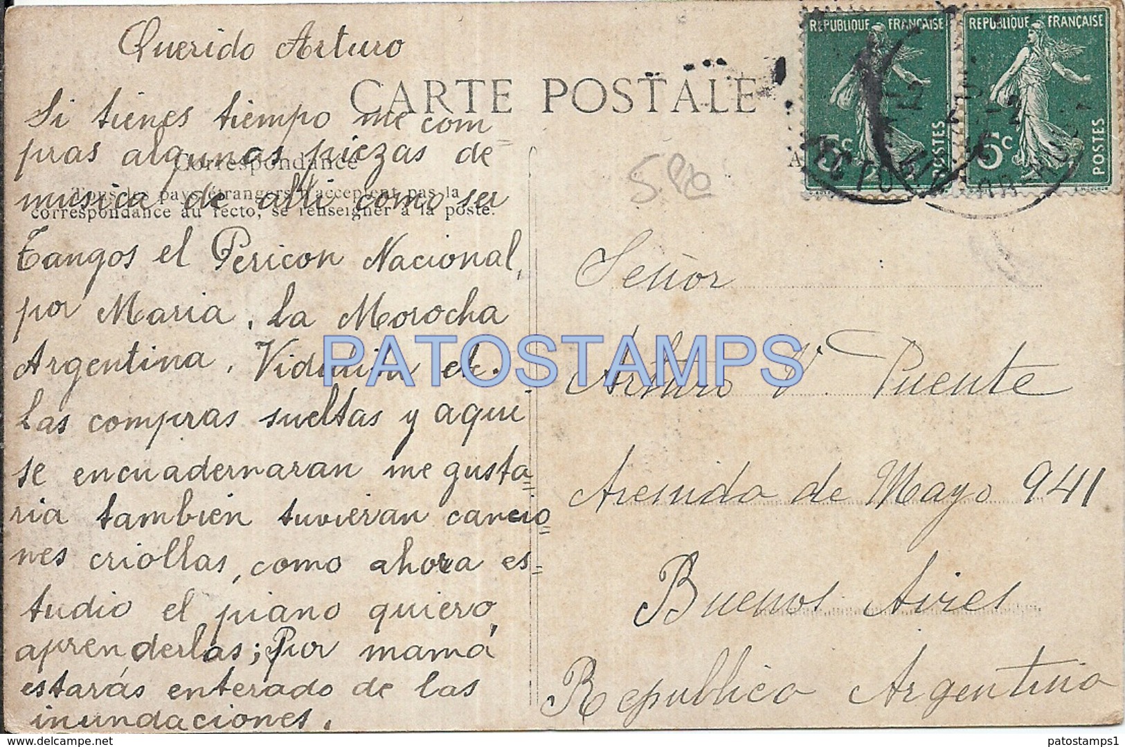 61531 FRANCE SEINE FLOOD MAN'S IN BOAT YEAR 1910 CIRCULATED TO ARGENTINA POSTAL POSTCARD - Other & Unclassified