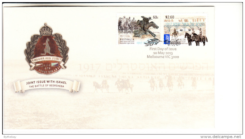 Australia 2013 FDC Scott #3914-#3915 Set Of 2 The Battle Of Beersheba Joint With Israel - Premiers Jours (FDC)