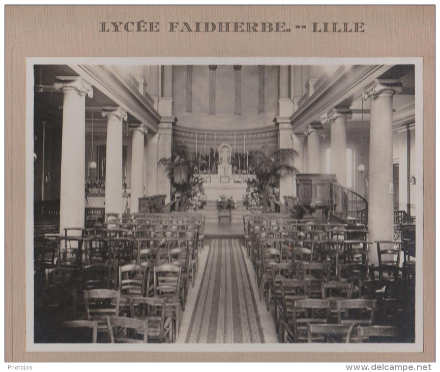 Lycée Faidherbe Lille (59) Chapelle Du Lycée 1933,  Ph Pasquero Lille Collée Sur Carton - Non Classés