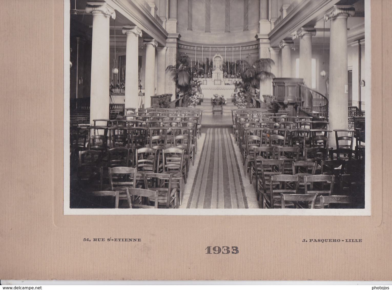 Lycée Faidherbe Lille (59) Chapelle Du Lycée 1933,  Ph Pasquero Lille Collée Sur Carton - Non Classés