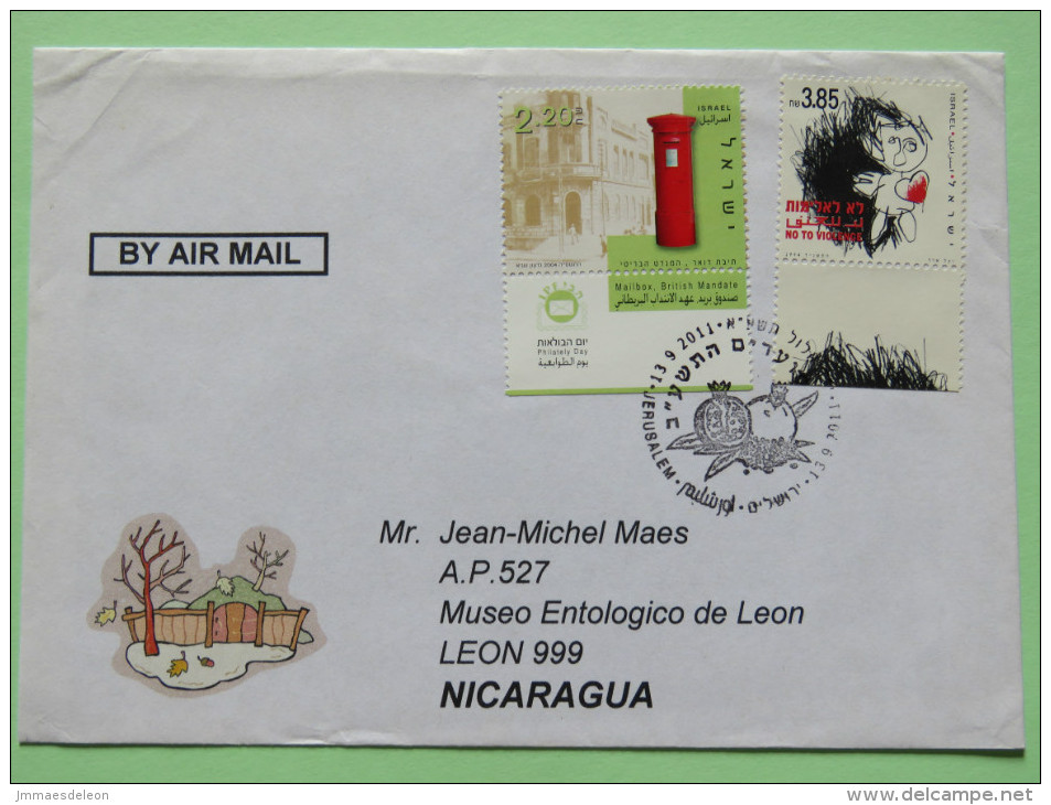 Israel 2011 Cover To Nicaragua - Mailbox - Stop Violence - Fruit Cancel - Lettres & Documents