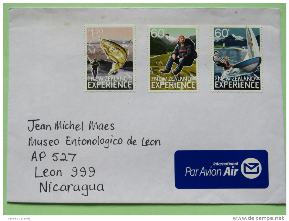 New Zealand 2011 Cover To Nicaragua - Fishing Hiking Boat - Cartas & Documentos