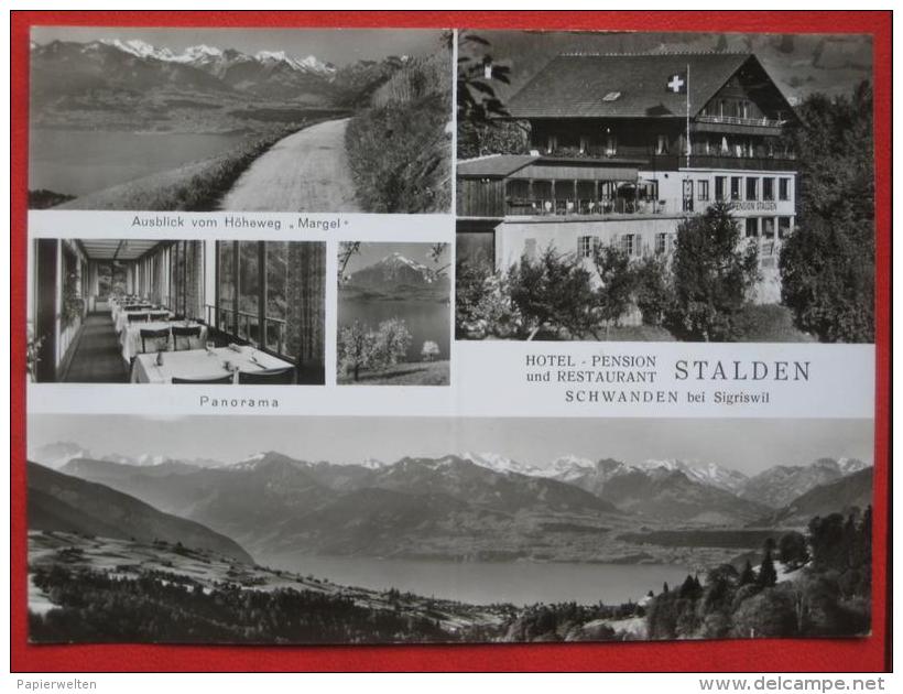 Sigriswil (BE) Schwanden - Werbe-Mehrbildkarte "Hotel-Pension U. Restaurant Stalden" - Schwanden Bei Brienz