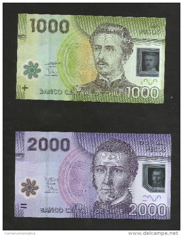 CHILE - BANCO CENTRAL De CHILE - 1000 Pesos (2010) & 2000 Pesos (2013) - POLYMER Lot Of 2 Different Banknotes - Cile