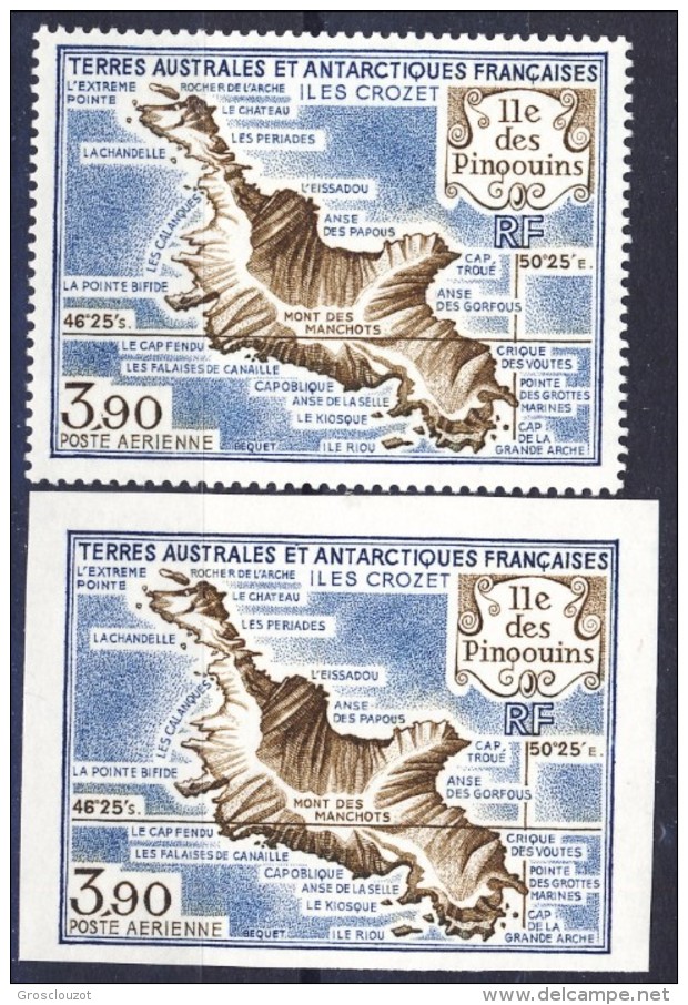 TAAF Posta Aerea 1988 N. 100 F. 3,90 MNH Con Gemello NON DENTELLATO Catalogo € 22,50 - Imperforates, Proofs & Errors