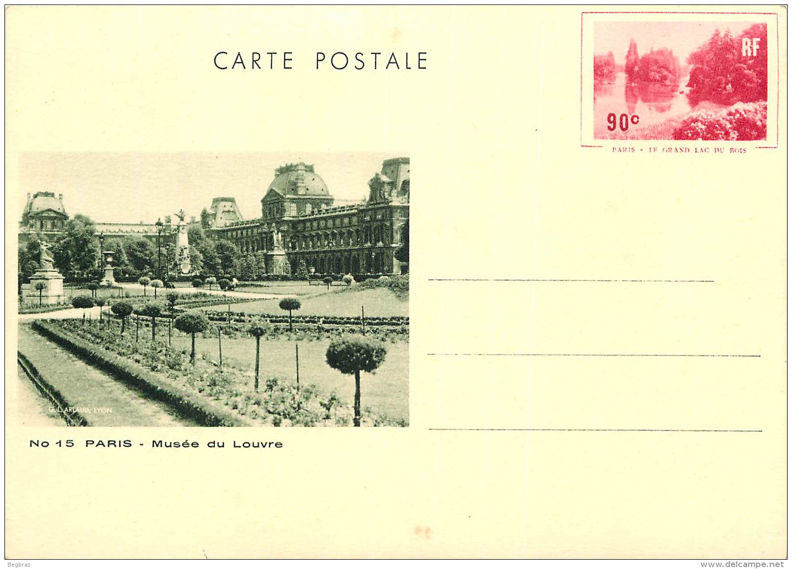 CARTE POSTALE ENTIER   PARIS MUSEE DU LOUVRE    G L ARLAUD - Cartes Postales Types Et TSC (avant 1995)