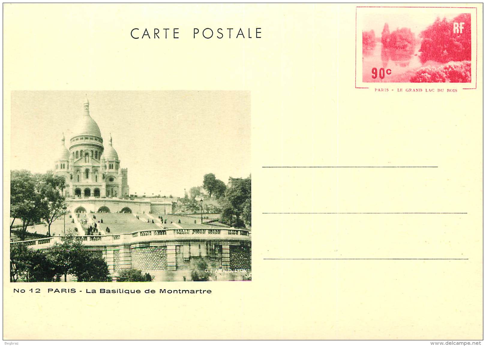 CARTE POSTALE ENTIER   PARIS  BASILIQUE DE MONTMARTRE   G L ARLAUD - Standaardpostkaarten En TSC (Voor 1995)