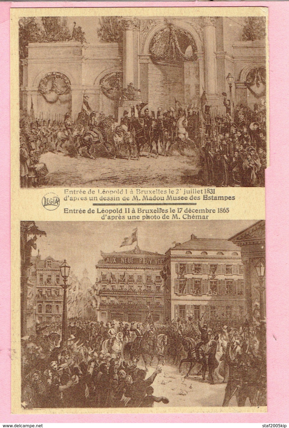 Entrée Léopold I à Bruxelles 1831 + Entrée De Léopold II à Bruxelles Le 17 Décembre 1865 - Familles Royales