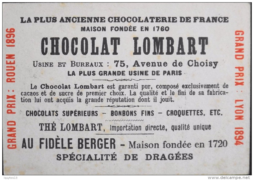 TRES BELLE CHROMO. CHOCOLAT LOMBART - PARIS - Musée De Cluny - En Parfait Etat - Lombart