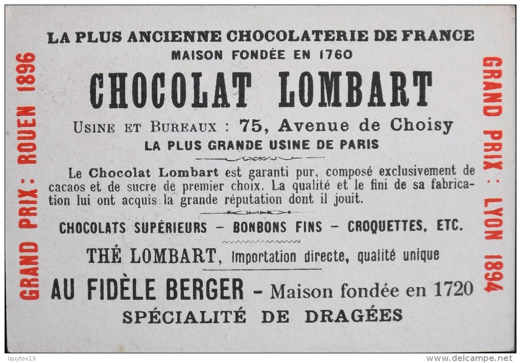 TRES BELLE CHROMO. CHOCOLAT LOMBART - PARIS - Place De La Concorde Et Chambre Des Députés - En Parfait Etat - Lombart