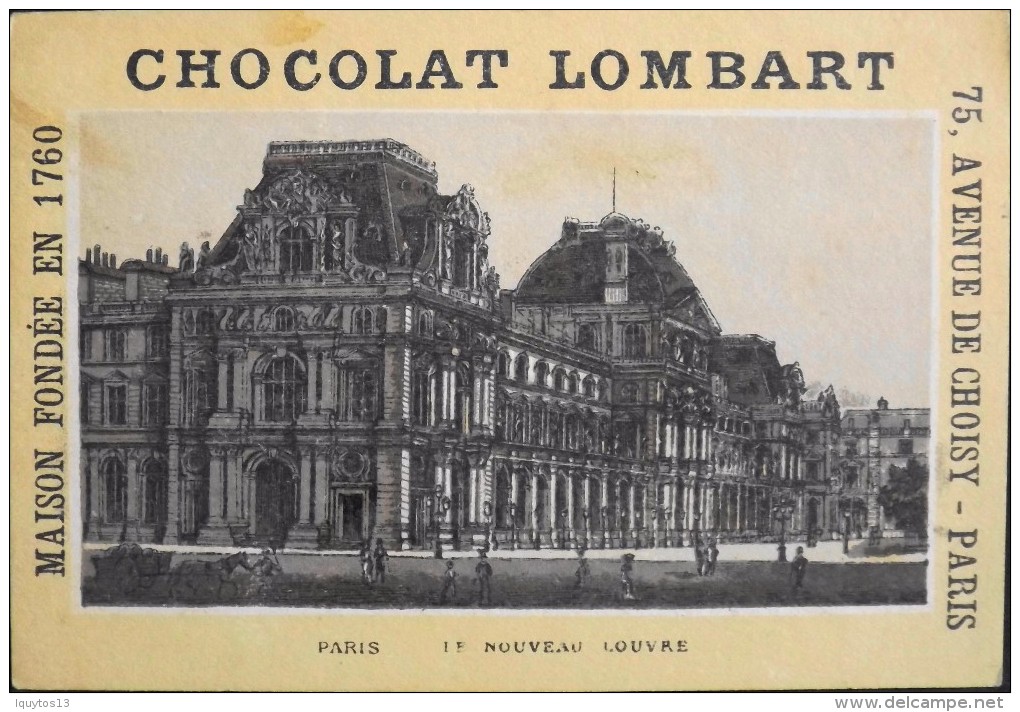 TRES BELLE CHROMO. CHOCOLAT LOMBART - PARIS - Le Nouveau Louvre - En Parfait Etat - Lombart