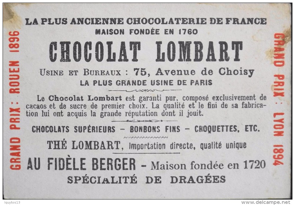 TRES BELLE CHROMO. CHOCOLAT LOMBART - PARIS - Le Nouveau Louvre - En Parfait Etat - Lombart