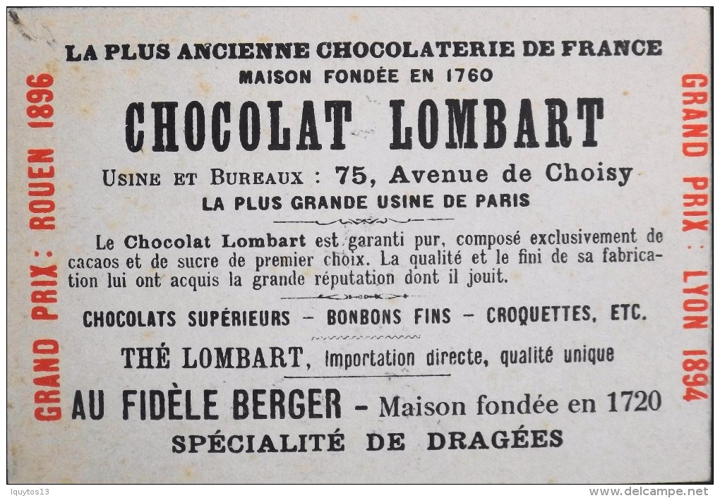 TRES BELLE CHROMO. CHOCOLAT LOMBART - MARSEILLE - Le Fort St-Jean - En Parfait Etat - Lombart