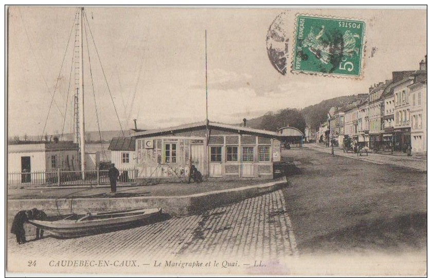 CPA 76 CAUDEBEC EN CAUX Le Marégraphe Et Le Quai 1909 - Caudebec-en-Caux