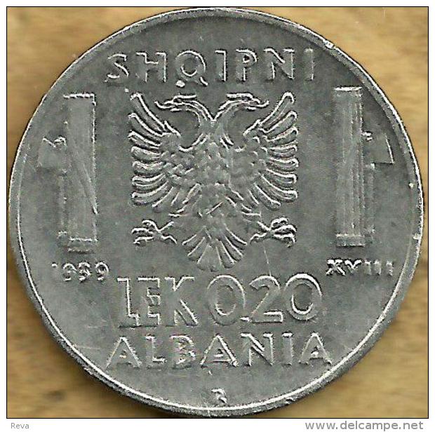 ALBANIA 0.20 LEK EMBLEM FRONT KING MAN HEAD BACK 1939 VF KM? READ DESCRIPTION CAREFULLY !!! - Albania