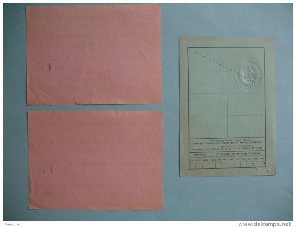 Lot De Tickets De Transport Stresa Borromeo Et Billets Tournoi Internationale De Tennis Juillet 1397 - Other & Unclassified