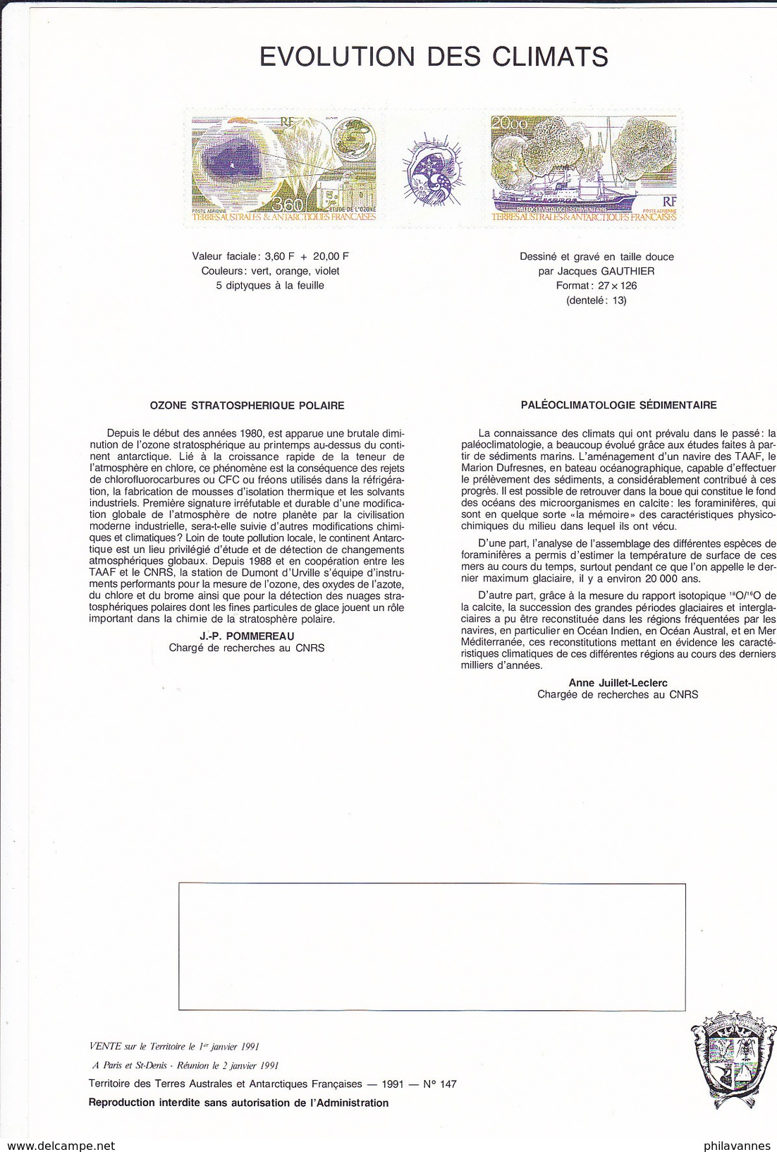 France, TAAF, notices 1991, ( not taaf/2)