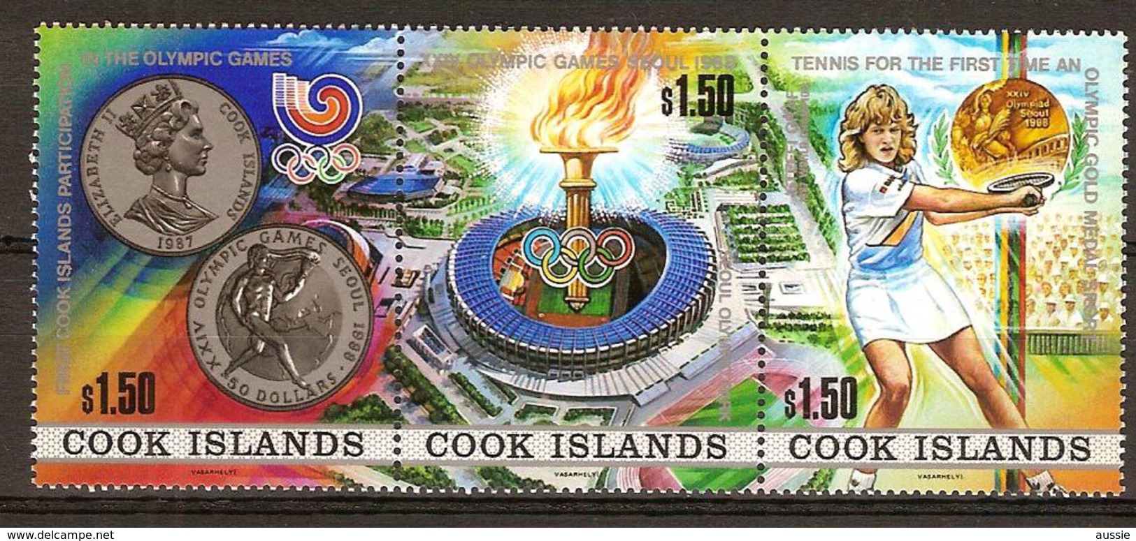 Cook Islands 1988 Yvertn° 976-978 *** MNH Cote 18 Euro Sport Tennis - Cook