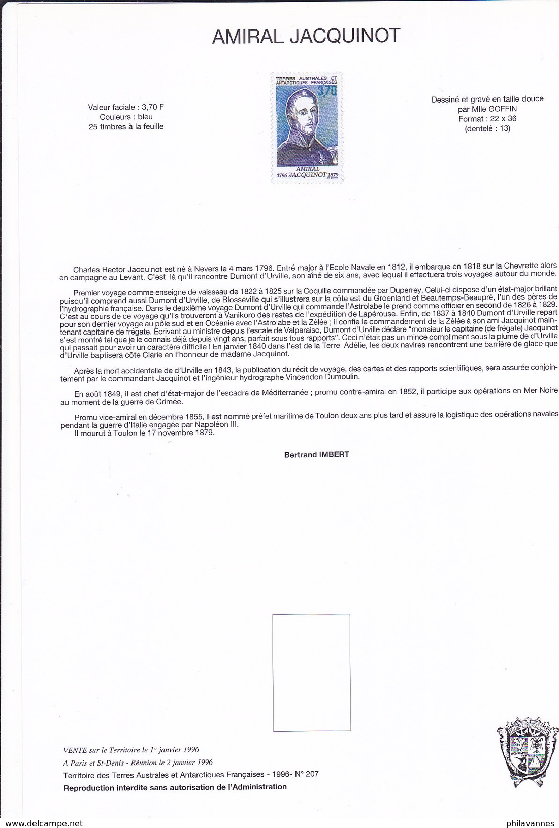 France, TAAF, Notices 1996, ( Not Taaf/8) - Autres & Non Classés