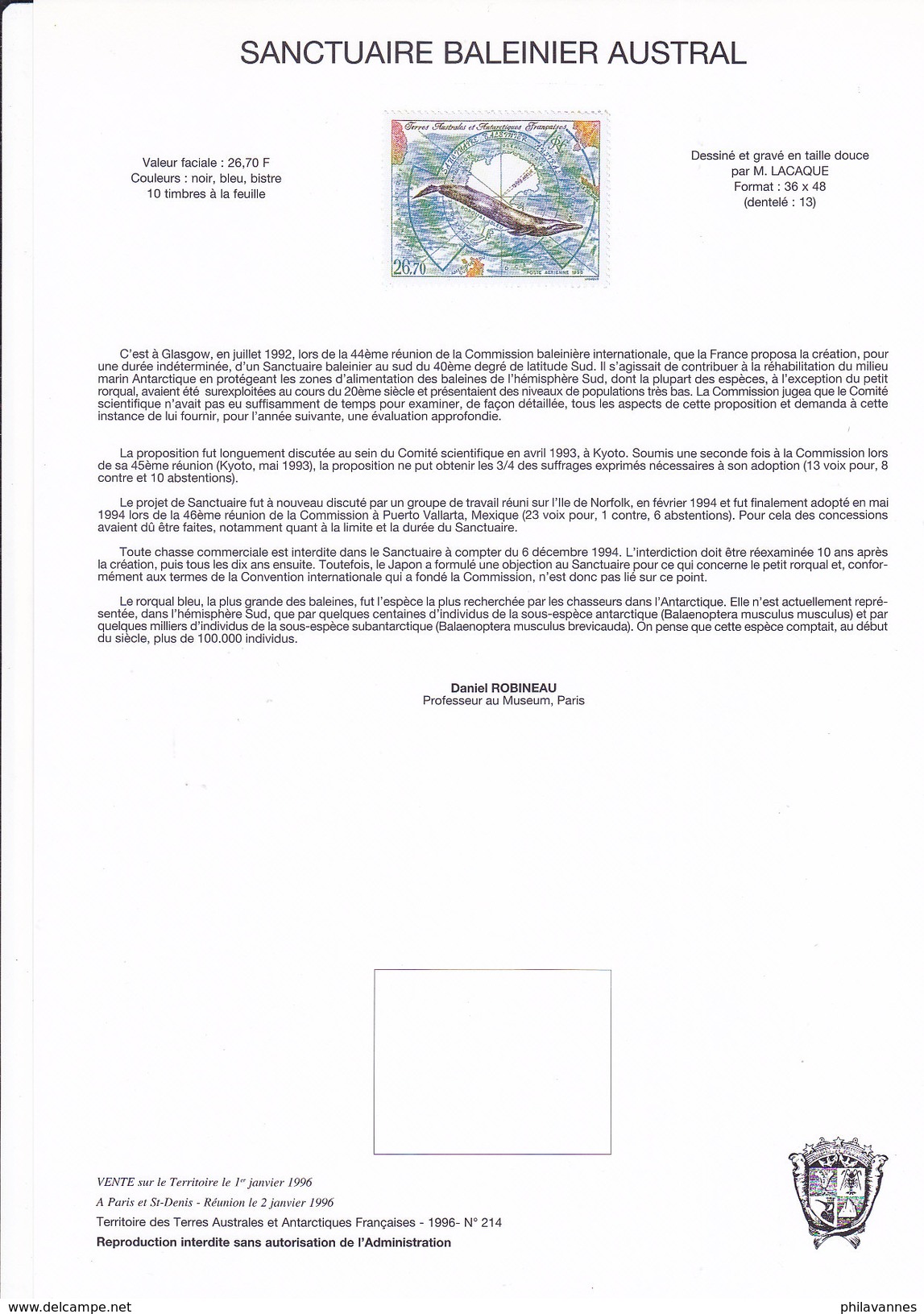 France, TAAF, notices 1996, ( not taaf/8)