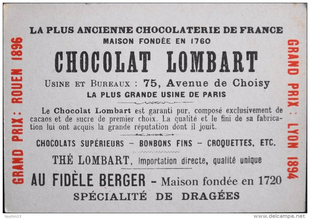 TRES BELLE CHROMO. CHOCOLAT LOMBART - BORDEAUX - Les Quinconces - En Parfait Etat - Lombart