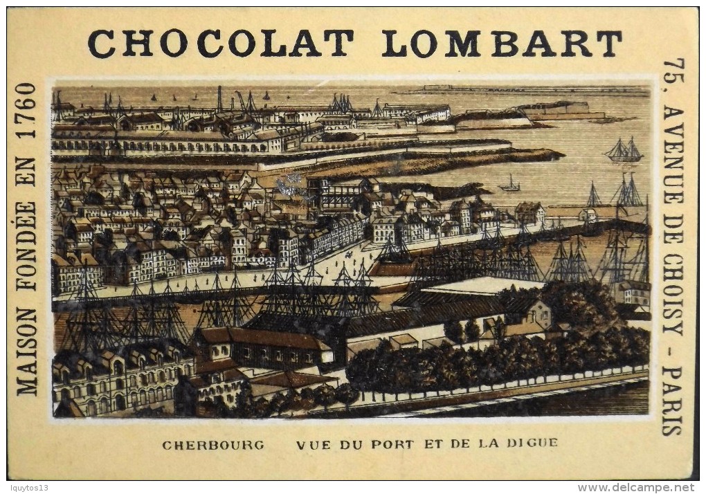 TRES BELLE CHROMO. CHOCOLAT LOMBART - CHERBOURG - Vue Du Port Et De La Digue - En Parfait Etat - Lombart