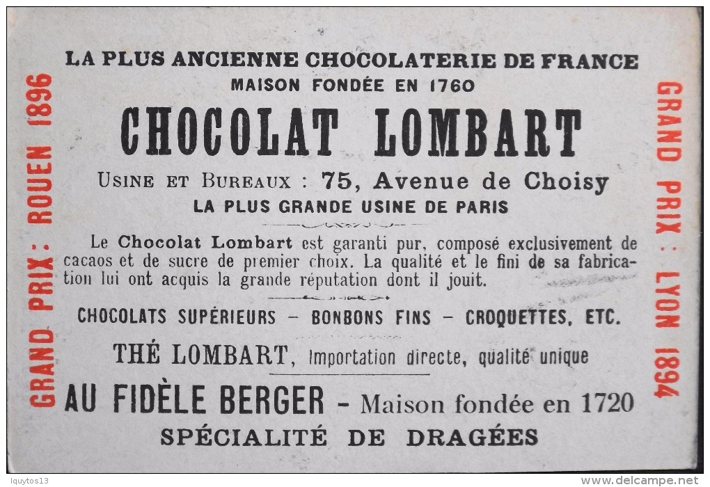 TRES BELLE CHROMO. CHOCOLAT LOMBART - CHERBOURG - Vue Du Port Et De La Digue - En Parfait Etat - Lombart