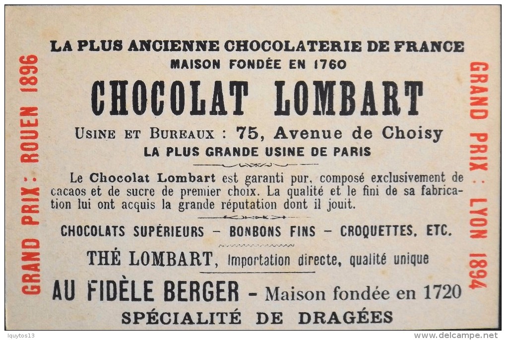 TRES BELLE CHROMO. CHOCOLAT LOMBART - VERSAILLES - Bassin De Latone - En Parfait Etat - Lombart