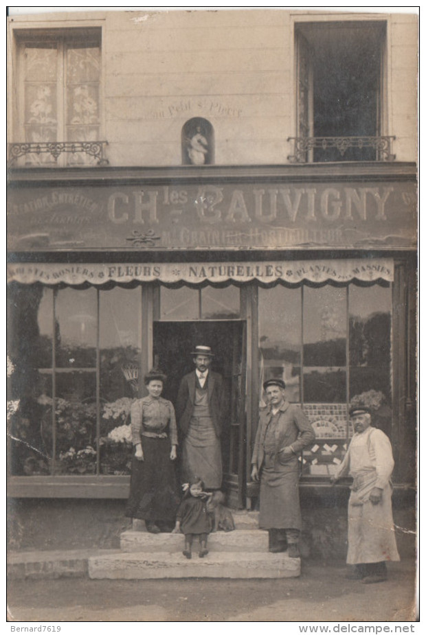 76   Deville Les Rouen Carte Photo Magasin Cauvigny - Other & Unclassified