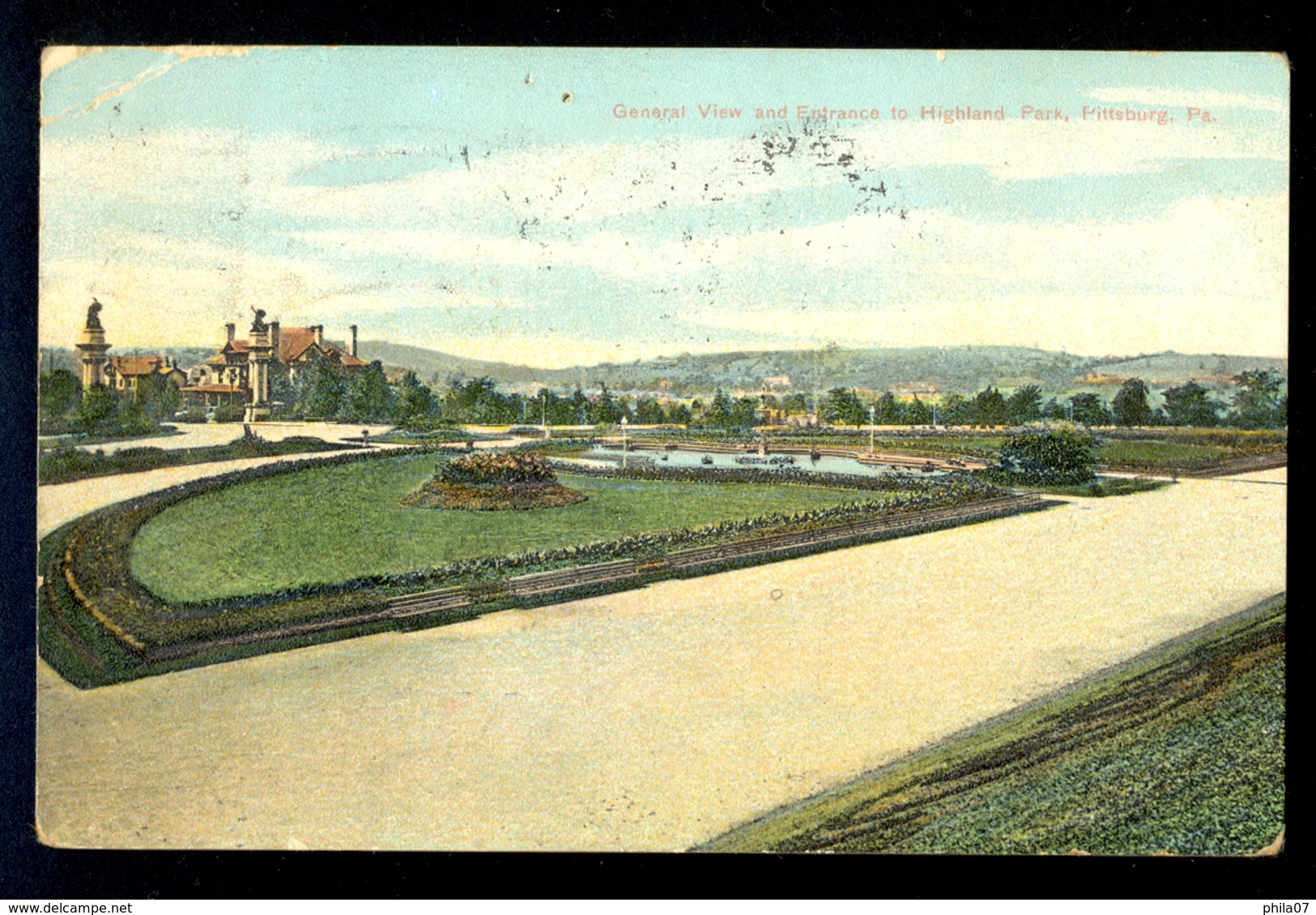 Pittsburg, General View And Entrance To Highland Park / Visible Damage / Postcard Circulated - Pittsburgh