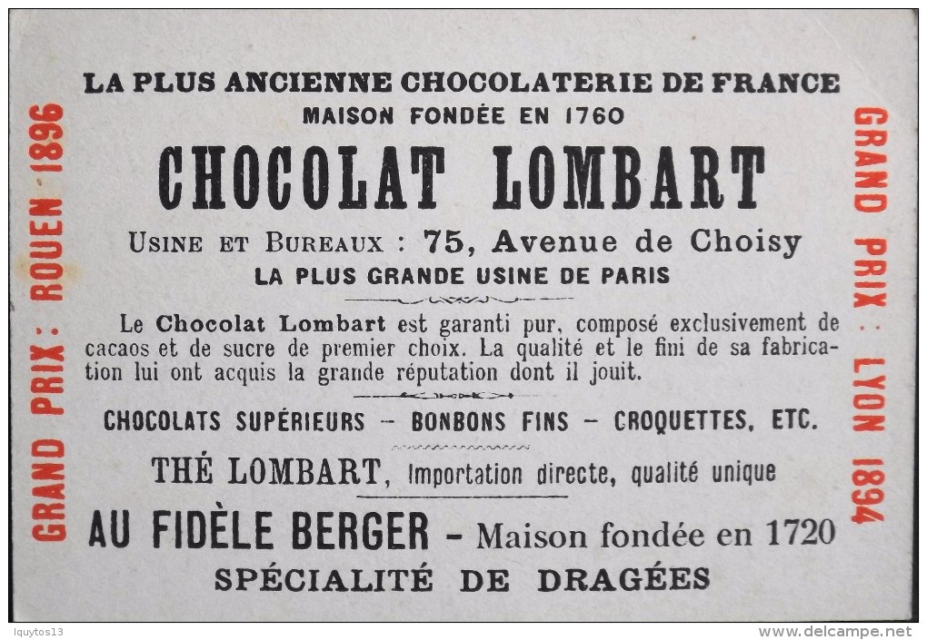 TRES BELLE CHROMO. CHOCOLAT LOMBART - CONSTANTINOPLE - Pointe Du Sérail - En Parfait Etat - Lombart