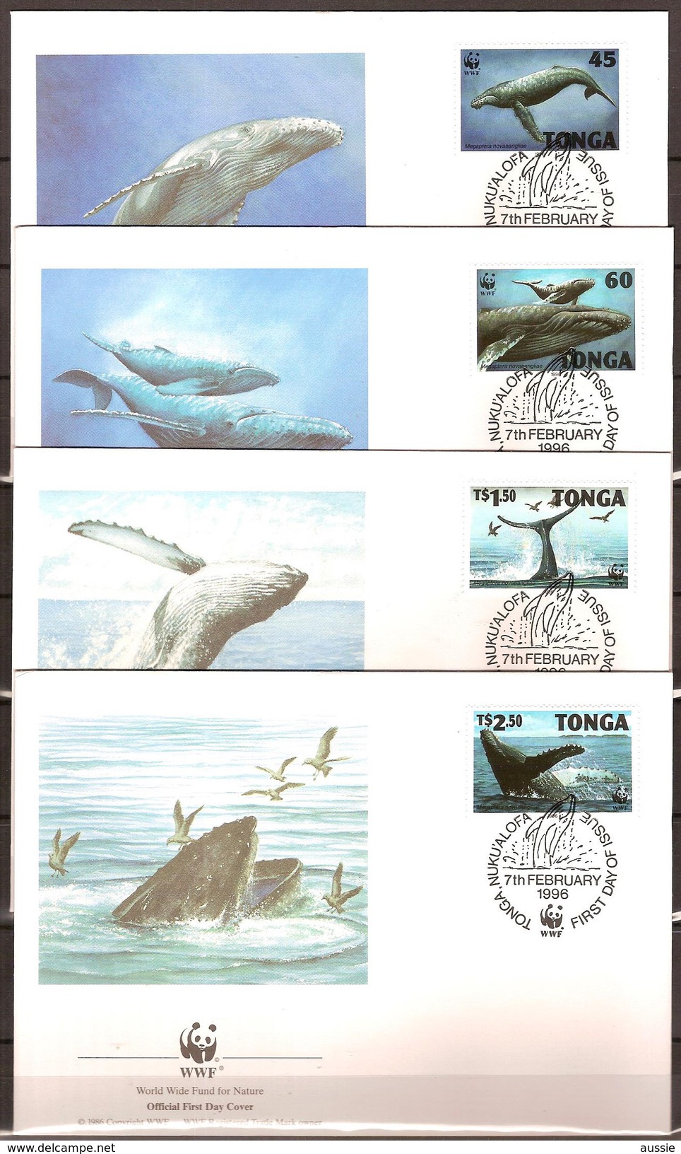 Tonga 1992 Yvertn° FDC 1040-1043 (°) Used Cote Des Timbres 15 Euro Faune Baleines - Tonga (1970-...)