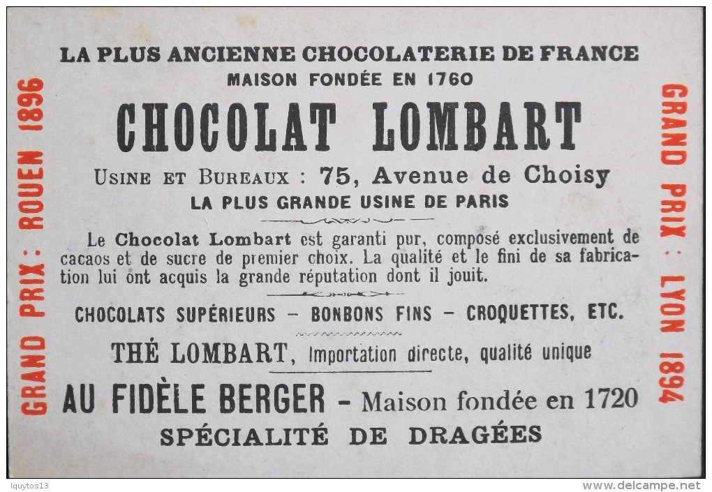 TRES BELLE CHROMO. CHOCOLAT LOMBART - PANORAMA De PARIS - Vue Des 7 Ponts - En Parfait Etat - Lombart