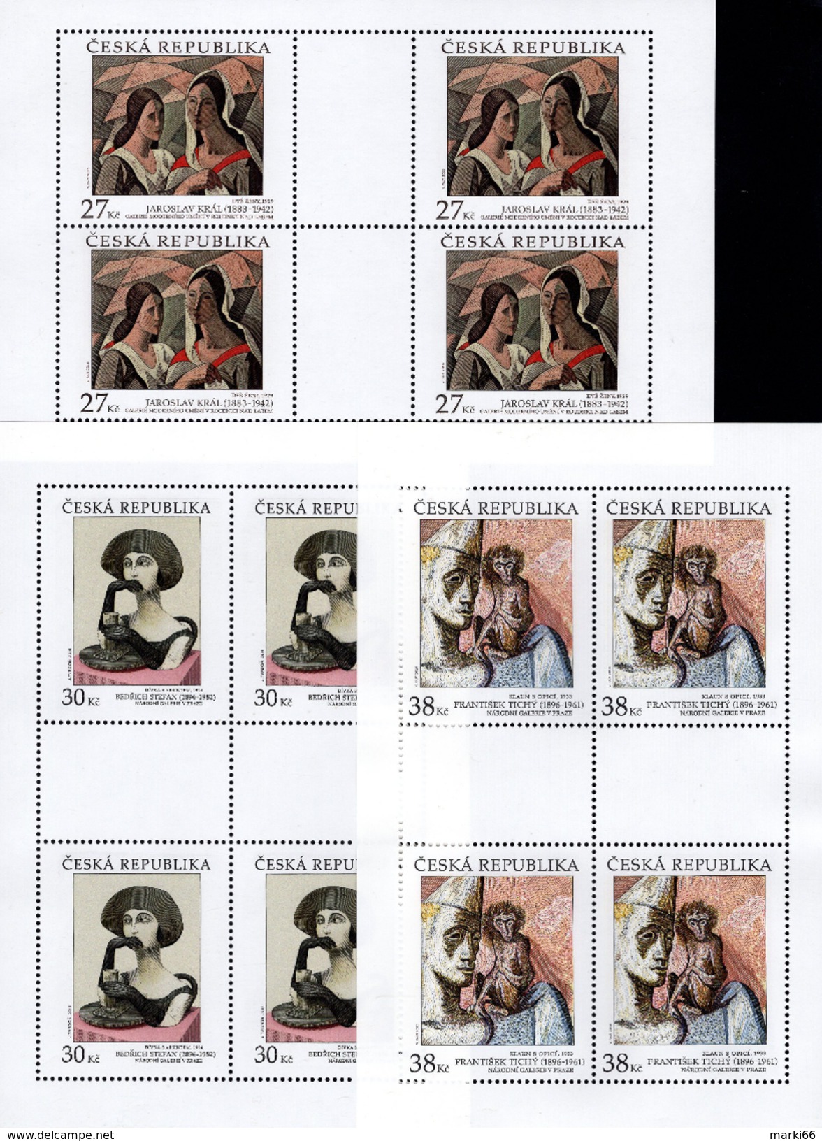 Czech Republic - 2016 - Works Of Art On Postage Stamps - Mint Miniature Stamp Sheets Set - Unused Stamps