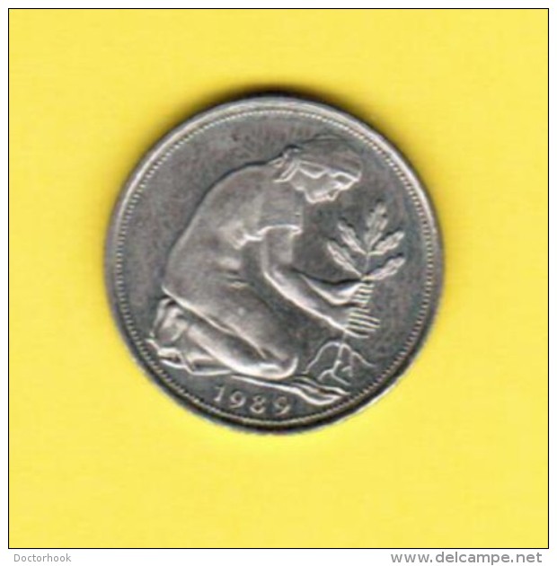 GERMANY  50 PFENNIG 1989 D (KM # 109.2) - 50 Pfennig