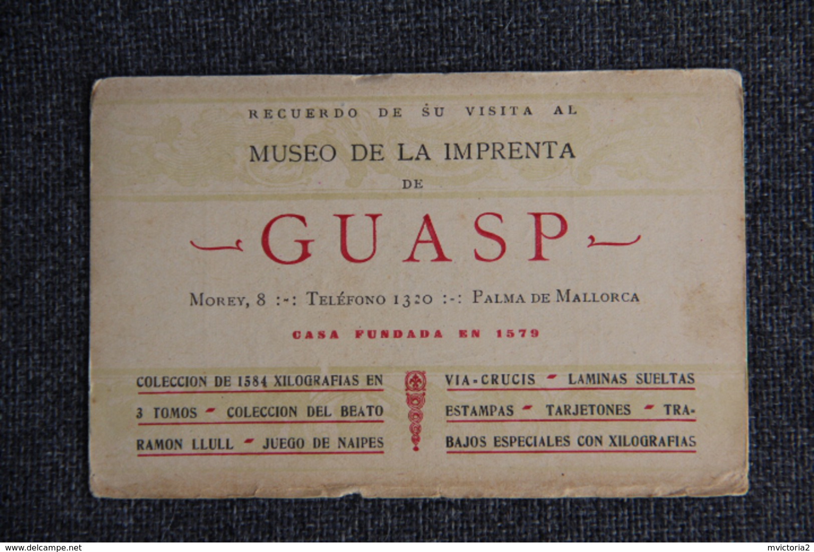 PALMA DE MALLORCA - Recuerdo De Su Visita Al Museo De La Imprenta De GUASP - Tickets D'entrée