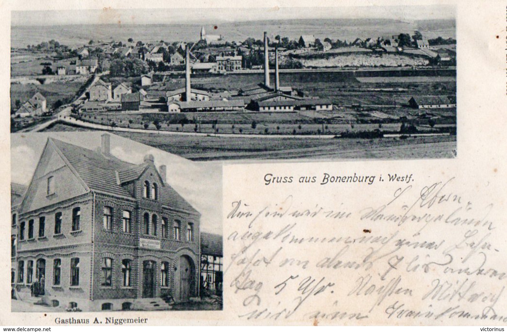 WARBURG.  -  BONENBURG  I. WESTF.  -   G Asthaus  A.NIEGGEMEIER  -  Septembre 1907 - Warburg