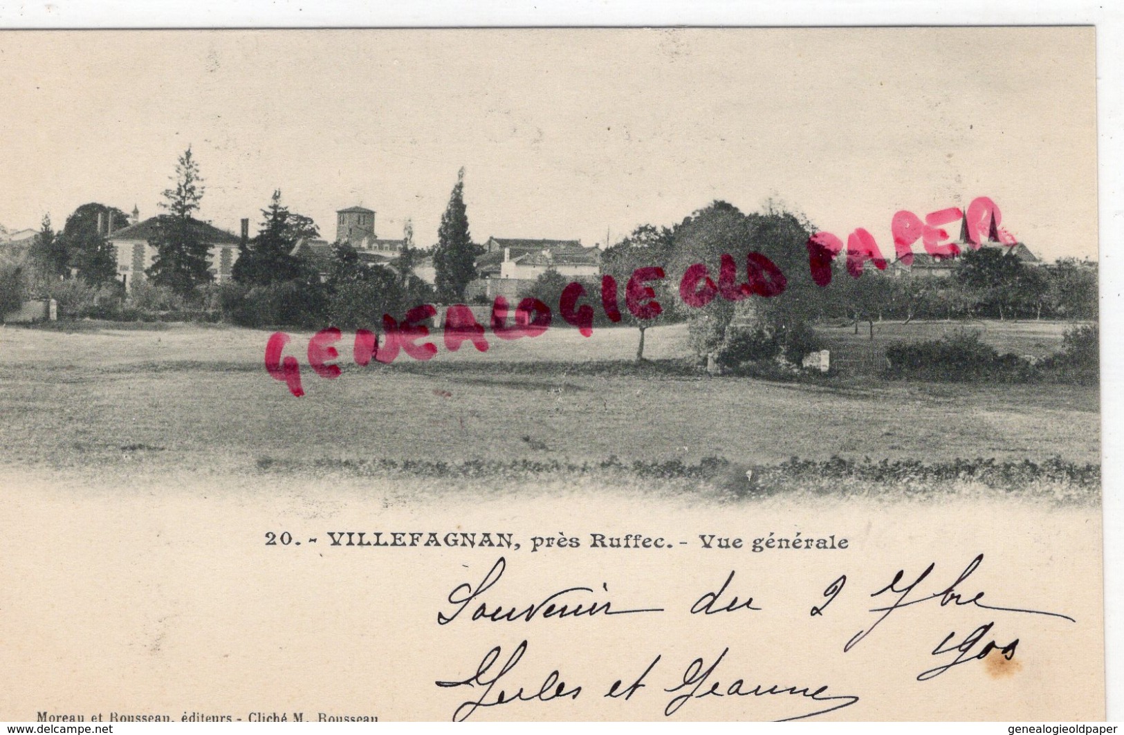 16 - VILLEFAGNAN PRES RUFFEC - VUE GENERALE   CARTE PRECURSEUR 1900 - Villefagnan