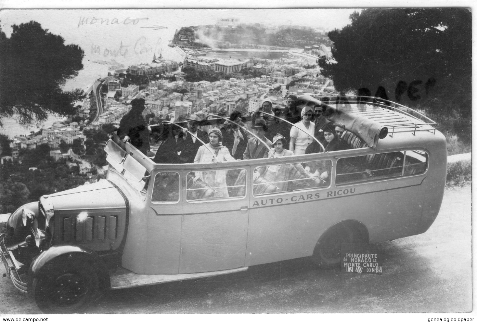 MONACO - MONTE CARLO -   CARTE PHOTO AUTO CARS RICOU - 1933  AUTOBUS - Monte-Carlo