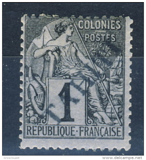 Tahiti 1893 N. 7 C. 1 Nero Su Azzurro Decalco Della Sovrastampa MH Catalogo € 1300 NON PERIZIATO - Sonstige & Ohne Zuordnung