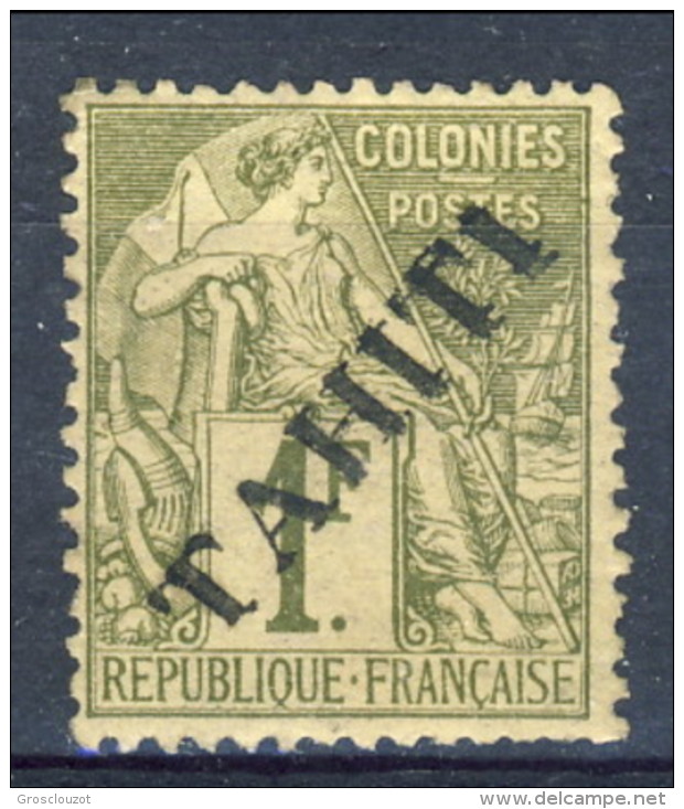 Tahiti 1893 N. 18 F. 1 Verde Oliva MH Catalogo € 150 - Autres & Non Classés