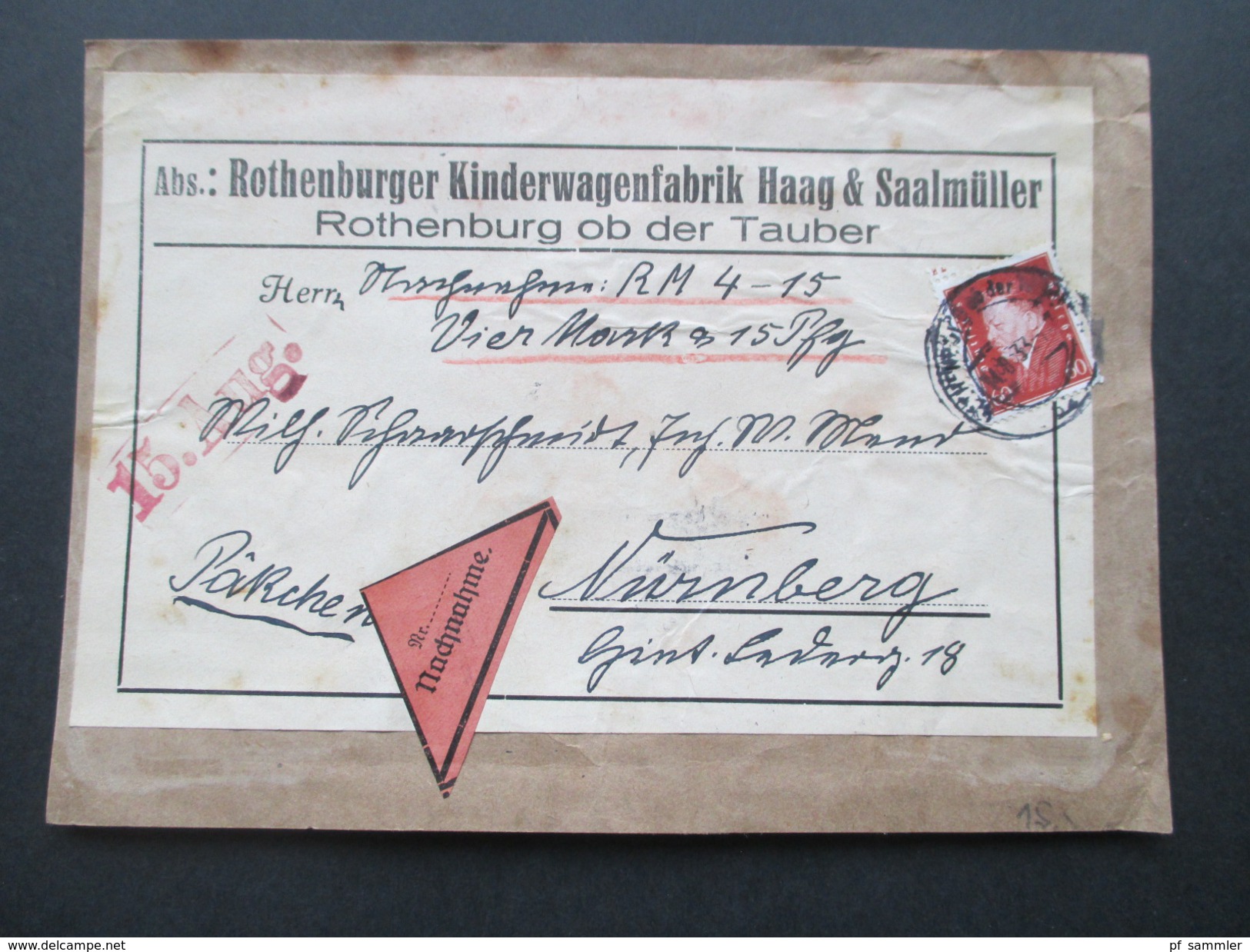 DR 1933 Ebert Nr. 421 EF Päckchen / Nachnahme!! Rothenburger Kinderwagenfabrik Haag & Saalmüller - Briefe U. Dokumente