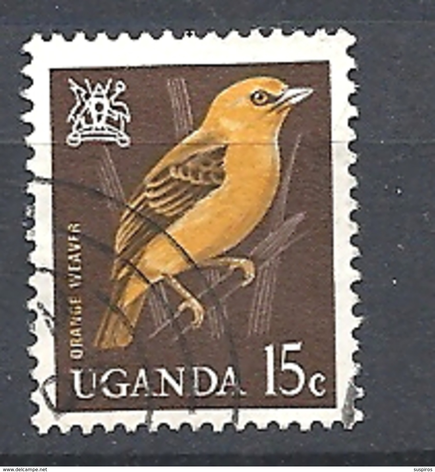 UGANDA      1965 Birds     USED  Orange Weaver - Uganda (1962-...)