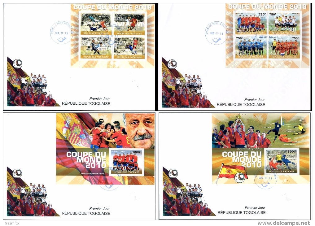 Togo 2010, Football World Cup In South Africa, 4FDC IMPERFORATED - 2010 – Sud Africa