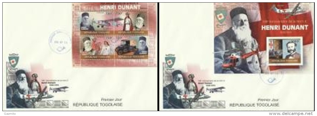 Togo 2010, Red Cross, Dunandt, Car, 2FDC - Henry Dunant