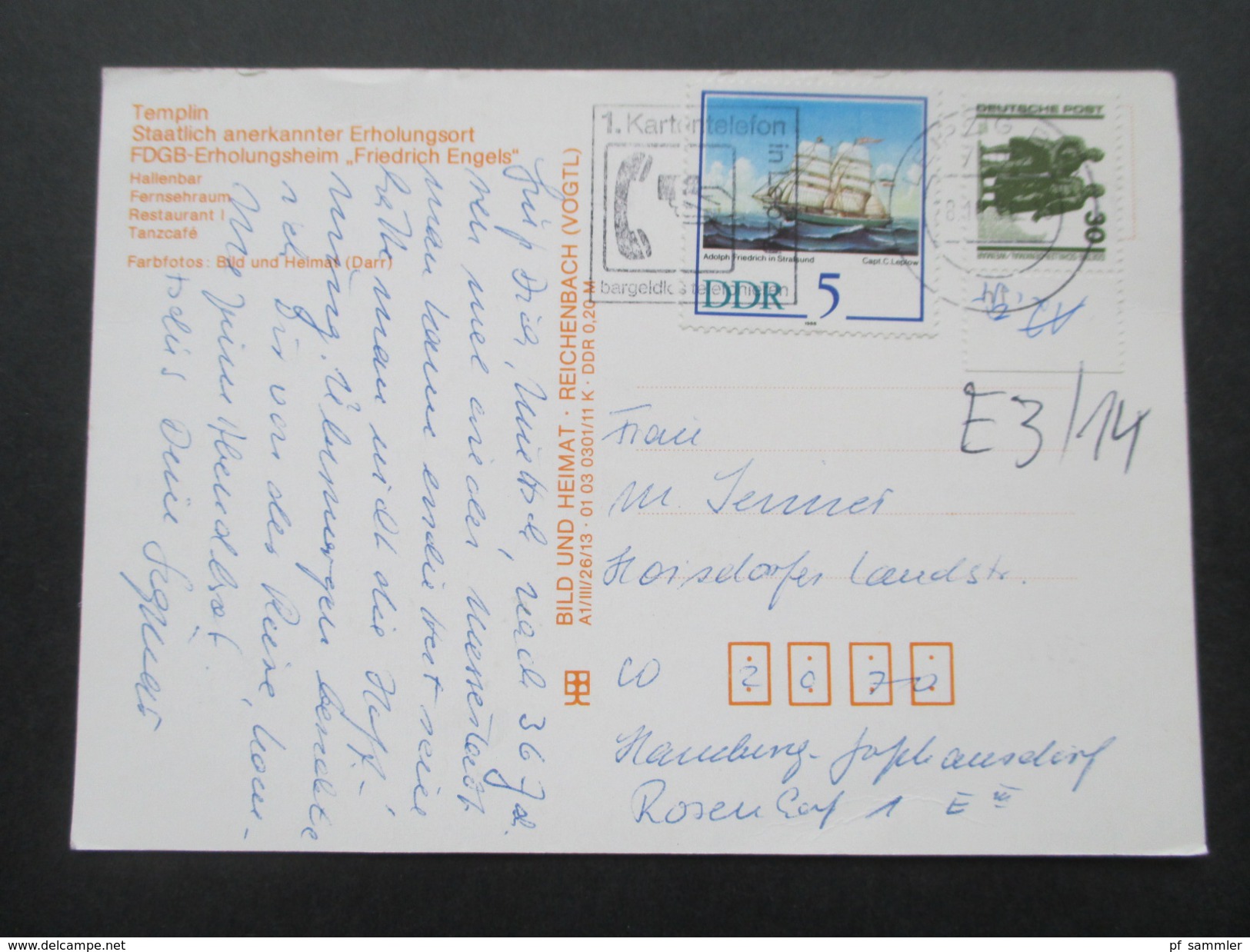 AK DDR 1990 FDGB Erholungsheim Friedrich Engels. Templin - Hotels & Restaurants