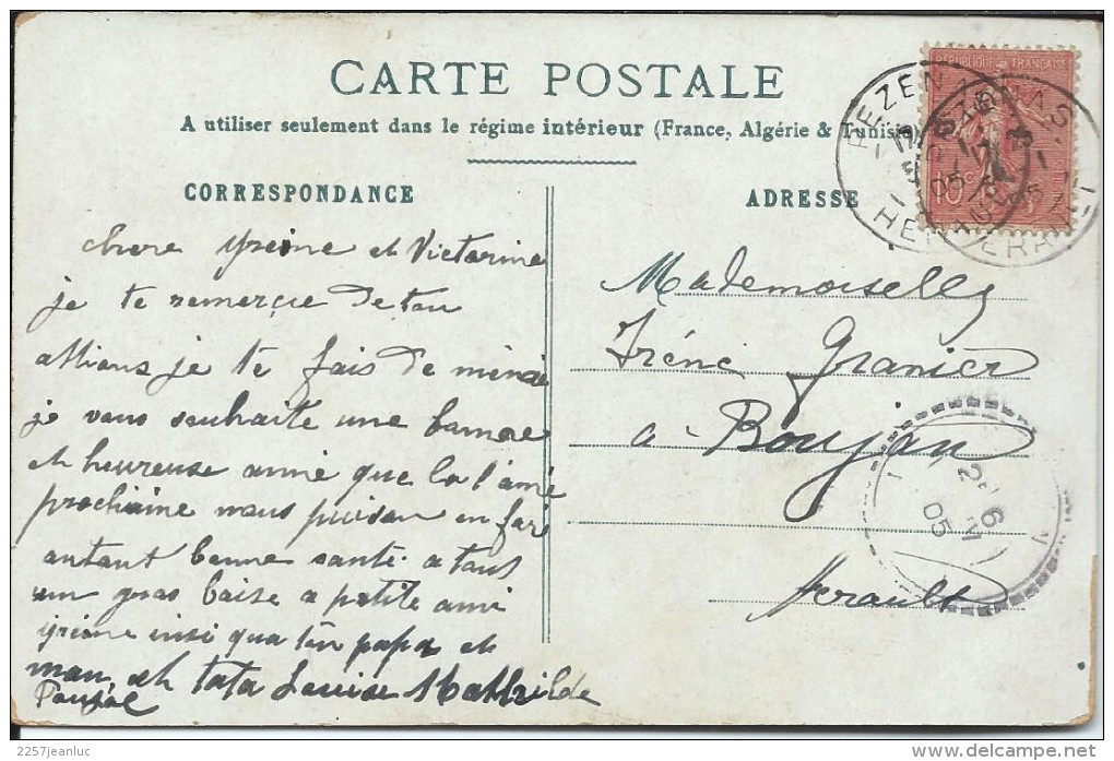CP -     Fantaisie  - D´une  Jeune Femme  Poste D'Amour - Ange ... Dos Pezenas  1905 - Other & Unclassified