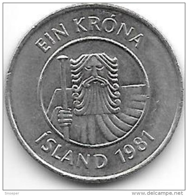 *iceland 1 Krona 1981  Km 27   Unc - Islande