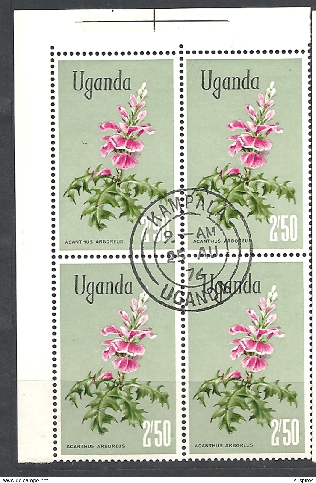 UGANDA    1969 Flowers USED  Acanthus Arboreus - Uganda (1962-...)